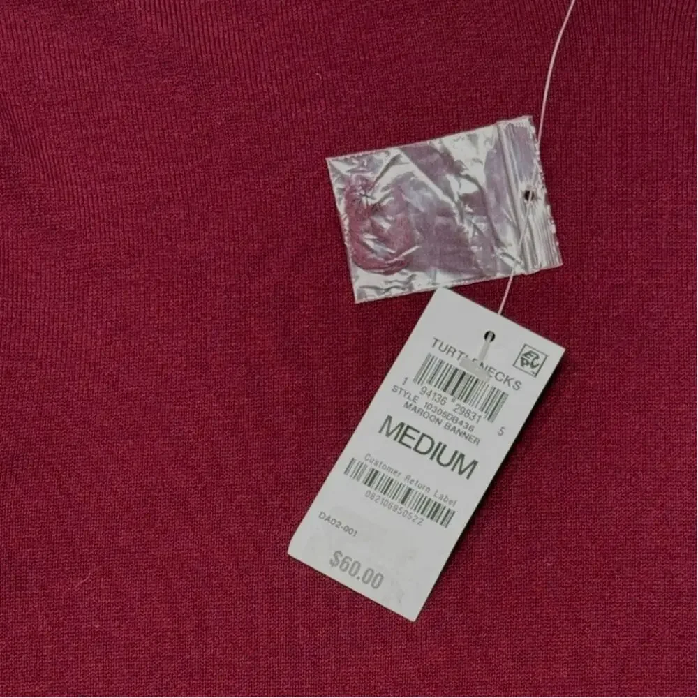 Alfani Men's Turtleneck Sweater, Maroon Banner Medium $60